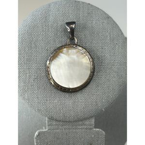 Vintage Mother of Pearl and Sterling Silver Pendant